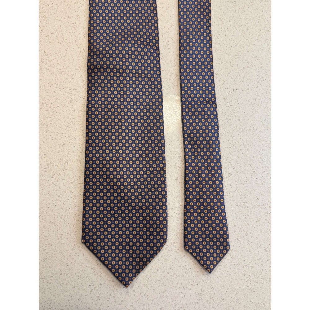 Stefano Ricci Mens Silk Tie Blue Gold Geometric Medallion Made in Italy Luxury
